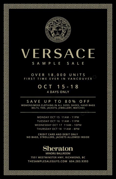 when is the next versace sample sale|versace sale online.